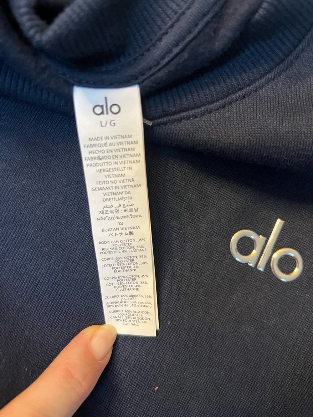 ALO Yoga Accolade Crewneck Pullover Sweatshirt nwt navy blue L - Picture 3 of 8